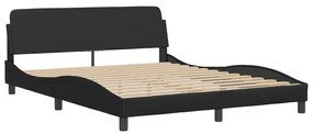 Cama com colchão 160x200 cm couro artificial preto