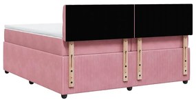 Cama com molas/colchão 200x200 cm veludo rosa