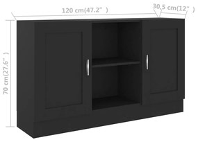 Aparador Real de 120 cm - Preto - Design Moderno