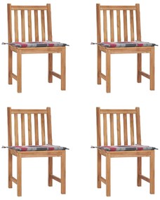 Cadeiras de jardim c/ almofadões 4 pcs madeira de teca maciça