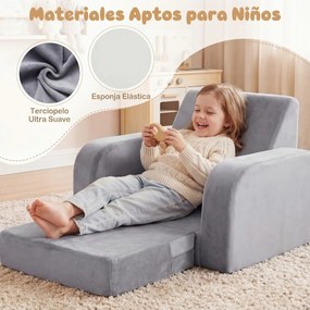 Sofá-cama 3 em 1 dobrável para crianças 50 x 43 x 37,5 cm, com veludo macio e capa elástica lavável na máquina, para sala de jogos ou quarto de bebé,
