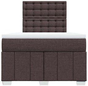 Cama boxspring com colchão 120x190 cm tecido castanho-escuro