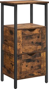 Armário de casa de banho ou Mesa apoio Sala com 2 gavetas 37 x 30 x 80 cm Castanho Vintage-preto