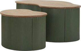 MESA DE CENTRO FRANKFURT CONJUNTO DE 2 PEÇAS 87X53X32-50X35X28 CM VERDE E CASTANHO