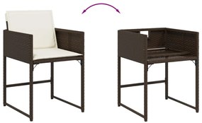 13 pcs conjunto jantar p/ jardim c/ almofadões vime PE castanho