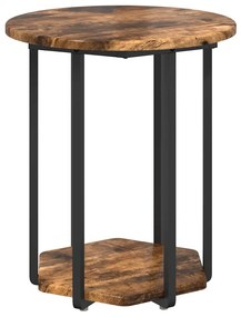 Conjunto de Mesas de Apoio 2 pcs Carvalho Fumado em Madeira e Metal