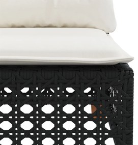 8 pcs conjunto sofás de jardim com almofadões vime PE preto