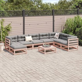 9 pcs conj. sofás jardim c/ almofadões madeira abeto-de-douglas