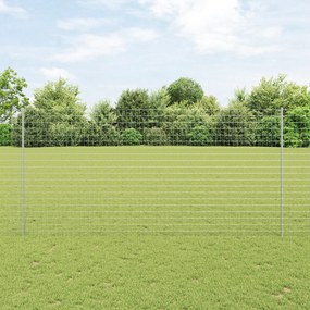 vidaXL Cerca Euro com 10 Postes U Prateada 1,5x10 m Aço