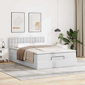 Cama otomana com colchões &amp; LEDs 140x200 cm couro artificial