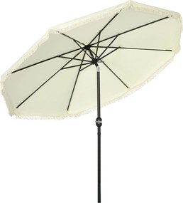 Outsunny Guarda-sol inclinável redondo Ø 268 cm com franjas tecido poliéster alta densidade 180 g/m² proteção solar creme | Aosom Portugal