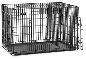 Jaula p/ cão, 2 portas, 107 x 70 x 77.5 cm, preto