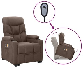 vidaXL Poltrona de massagens tecido cinzento-acastanhado