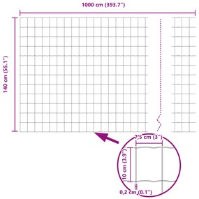 Cerca Euro com 5 Postes U Verde 1,4x10 m Aço