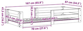 Cama sem colchão 80x160 cm madeira de pinho maciça castanho-mel