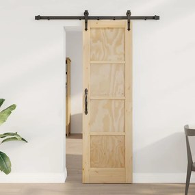 vidaXL Porta Deslizante Castanho 61 x 198,5 cm Madeira de pinho maciça