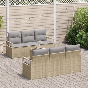 Conjunto de Sofás de Jardim vidaXL com Almofadas Bege Vime PE, Sofá de