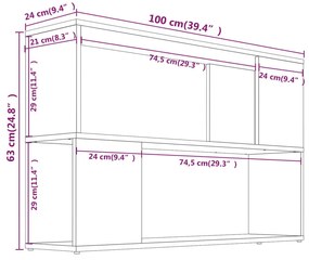 Estante 100x24x63 cm derivados de madeira cinzento sonoma