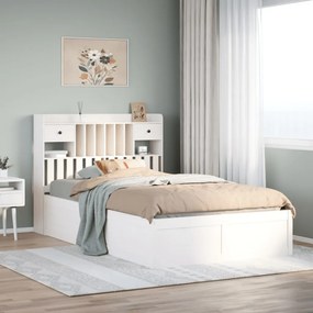 Cama sem colchão 135x190 cm madeira de pinho maciça branco