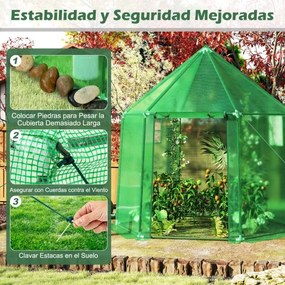 Mini Estufa Portátil 198 x 172 x 190 cm com Cobertura de PE com Revestimento de PE Antioxidante Porta Enrolável com fecho Verde