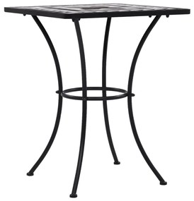 Mesa bistrô em mosaico 60 cm cerâmica preto e branco