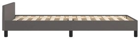 Estrutura de Cama Salu com Cabeceira em Couro Artificial Cinzento - 10