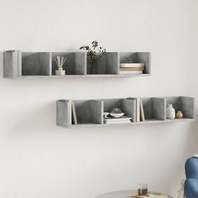 vidaXL Armários parede 2 pcs 99x18x16,5cm deriv. madeira cinza cimento