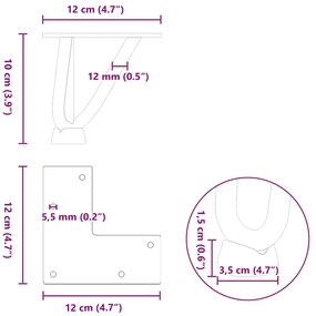 Pernas de grampo para mesa de centro 4 peças antracite 10 cm aço maciç