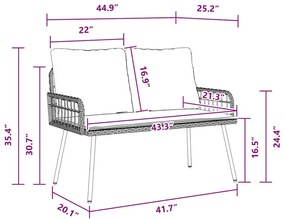 Banco de Jardim vidaXL Natural 114x64x78 cm em Rattan Sintético