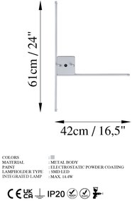 Lâmpada de Parede Sarf - Cinzenta - 61cm x 42cm x 3cm