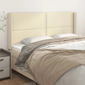 vidaXL Cabeceira cama c/ abas couro artif. 183x16x118/128 cm creme