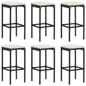 8 pcs conjunto de bar p/ jardim com almofadões vime PE preto