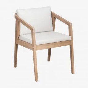 Cadeira De Jardim Com Apoios De Braços Em Madeira De Acácia Kaela Marrom Acácia Claro & Tecido Gardénia Branco - Sklum