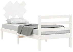 Estrutura de cama com cabeceira 90x200 cm madeira maciça