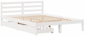 Cama sem colchão 150x200 cm madeira de pinho maciça branco