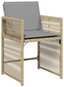Conjunto de Jantar de Jardim com 5 Peças e Almofadas em Rattan Poliést