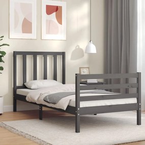 Estrutura de cama com cabeceira 100x200cm madeira maciça preto