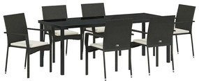 Conjunto de Jantar para Jardim 7 pcs Preto 200 x 80 x 73 cm
