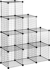 HOMCOM Estante Modular de 9 Cubos em Arame DIY, Organizador Multiusos para Sala, Preta | Aosom Portugal