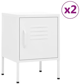 vidaXL Mesas de cabeceira 2 pcs 35x35x51 cm aço cor branco