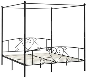 Estrutura de cama com dossel 200x200 cm metal preto