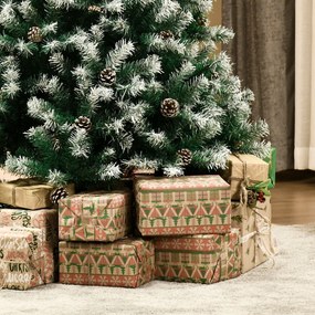 HOMCOM Árvore de Natal Artificial 180cm com 800 Ramos e 61 Pinhas Folhas de PVC com Efeito de Neve Base Dobrável e Suporte Metálico para Interiores Verde