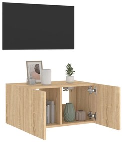 Móvel de parede p/ TV c/ luzes LED 60x35x31 cm carvalho sonoma