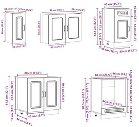 8 peças armário de cozinha conjunto Kalmar branco