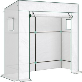 Outsunny Estufa de Exterior com Janelas de Rede e Porta com Fecho de Correr para Cultivar Plantas e Flores 196x77x197 cm Branco | Aosom Portugal