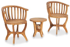 vidaXL 3 pcs conjunto bistrô de jardim madeira de teca maciça