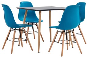 vidaXL 5 pcs conjunto de jantar plástico turquesa