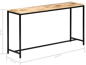 Mesa consola 140x35x76 cm madeira de mangueira maciça áspera