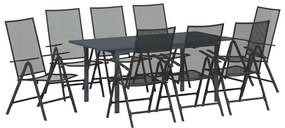 Conjunto de Jantar para Jardim Manual 9 pcs Preto Grande