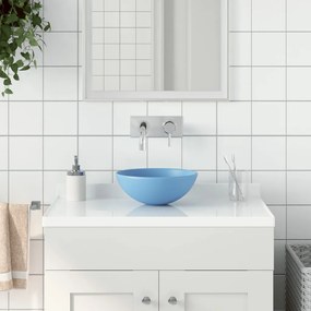 146978 vidaXL Lavatório de casa banho redondo cerâmica azul-claro